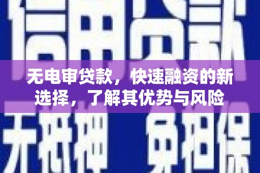 仁怀无电审贷款，快速融资的新选择，了解其优势与风险