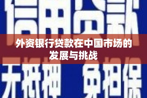 冈山外资银行贷款在中国市场的发展与挑战